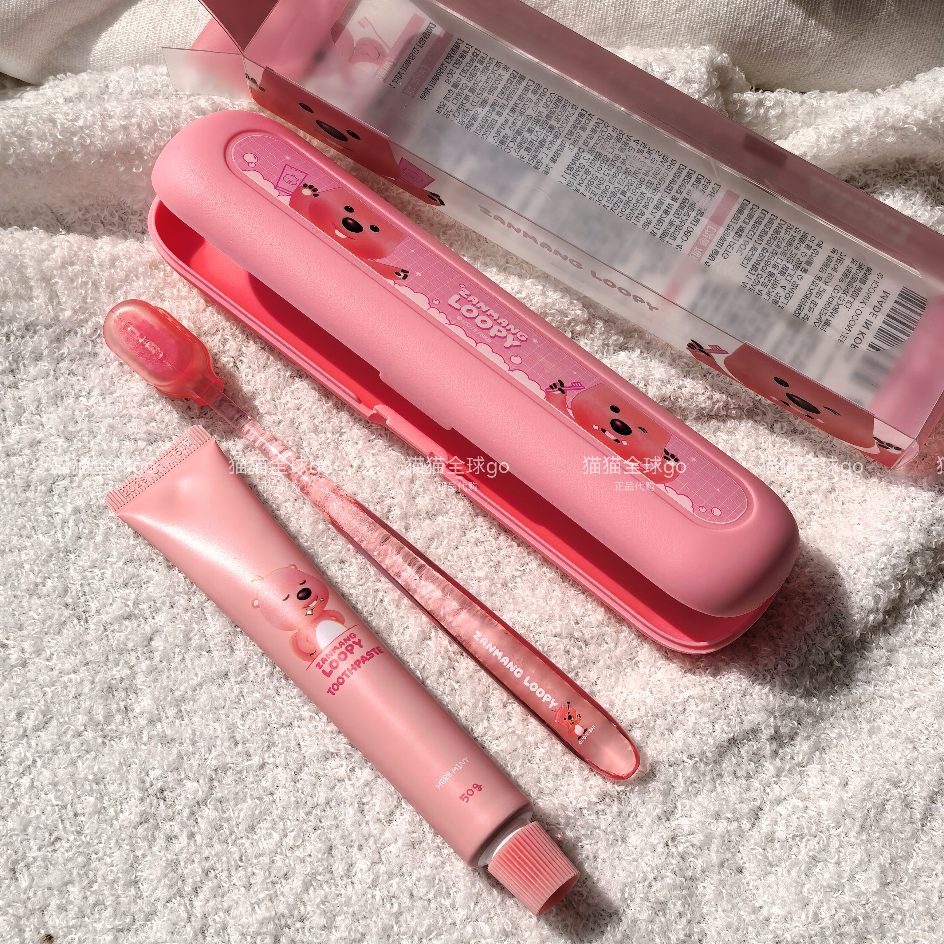 现货韩国露比限定牙刷牙膏便携套装牙膏50g牙刷带盖卡通盒