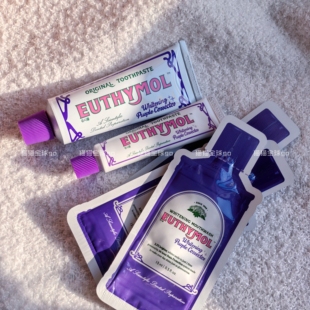 现货韩国Euthymol紫色色修镁白牙膏106g+30g+漱口水15ml*3套装