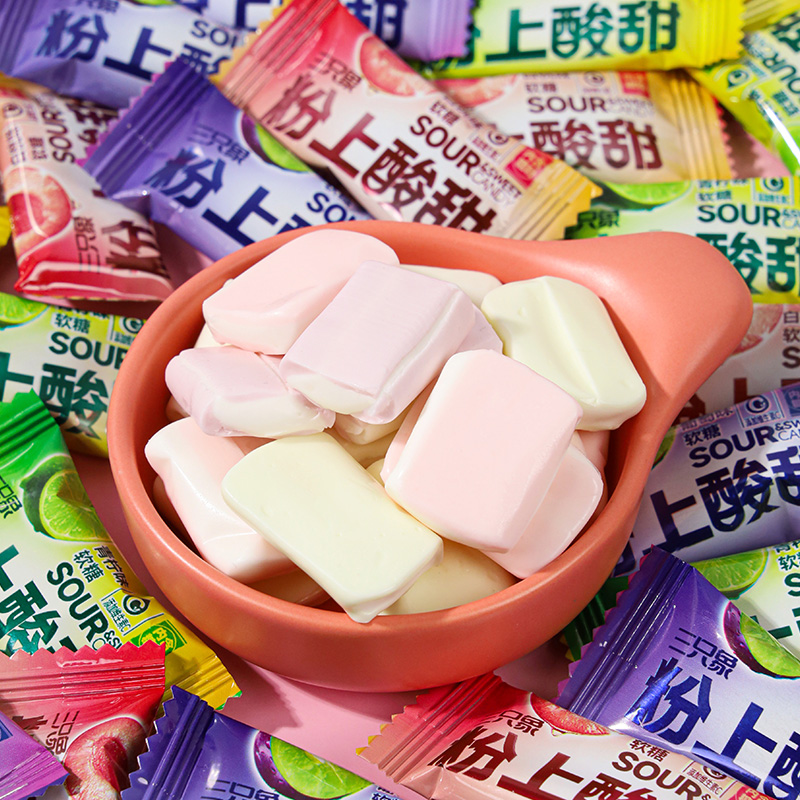 三只象粉上酸甜混合水果果汁软糖