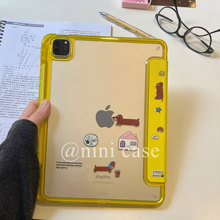 nini/柠檬黄~某书同款狗狗贴纸/ipad pro11三折亚克力硬壳a16/11代/10.9寸全包10.2/5/9.7air平板支架/保护套