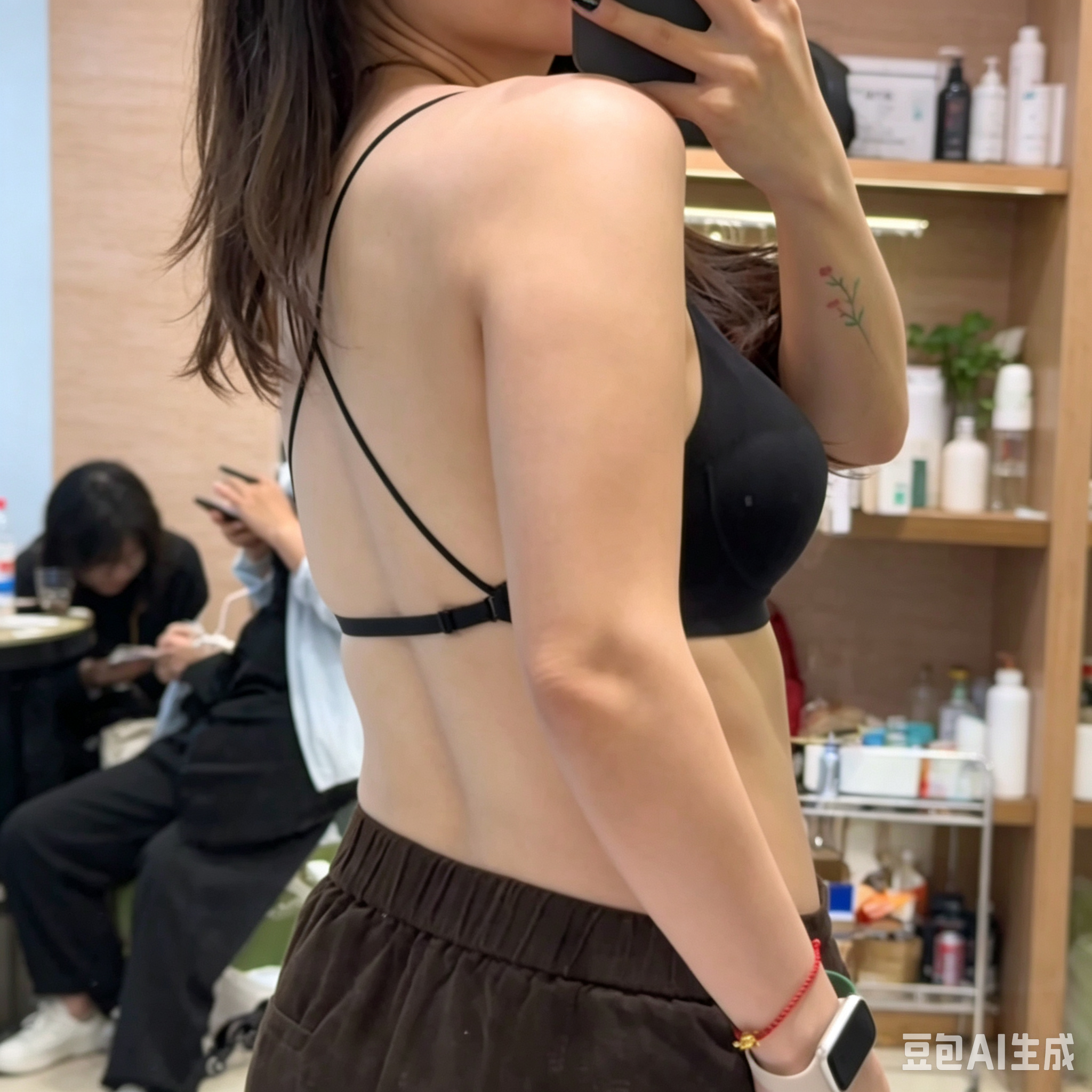 细肩带后背交叉粉底液裸感内衣女小胸聚拢透气收副乳文胸罩23103