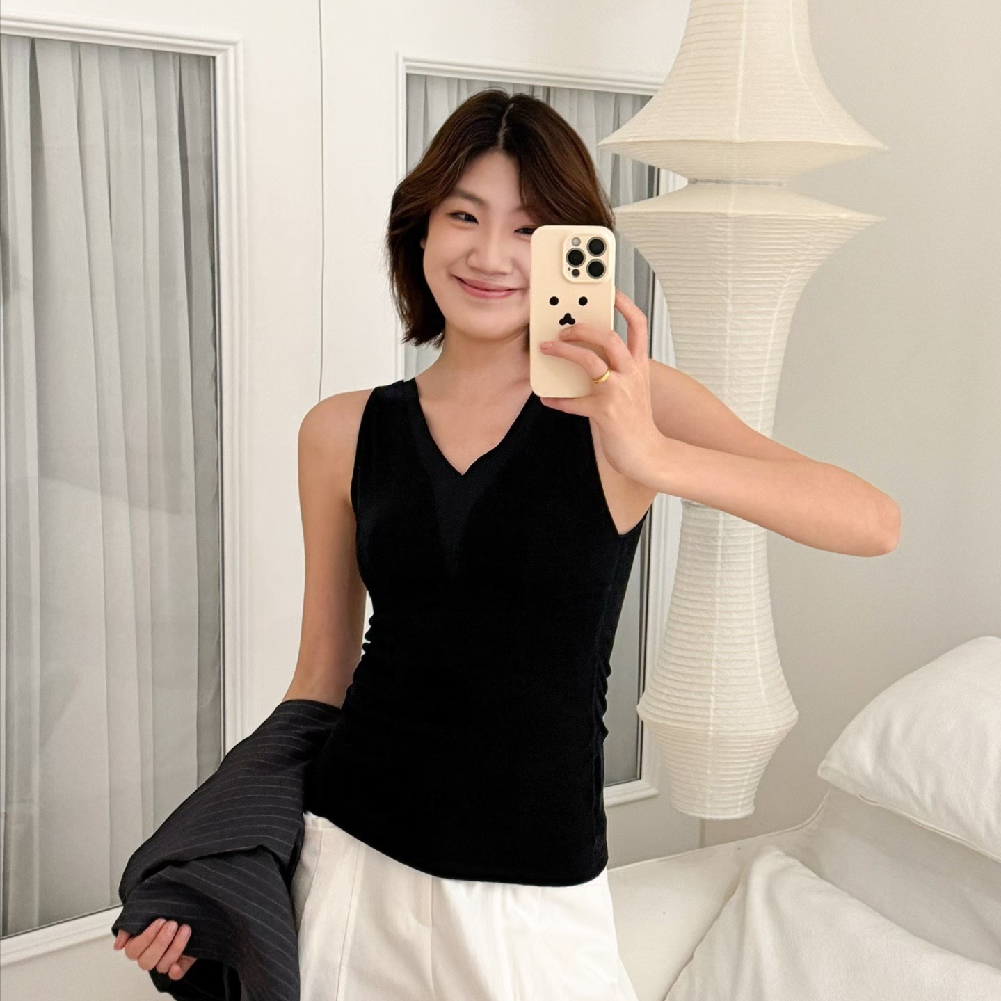 秋冬薄款羊绒无袖保暖背心无痕