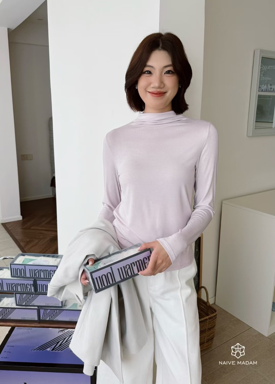 冬季立领羊毛暖肤上衣长袖打底衫