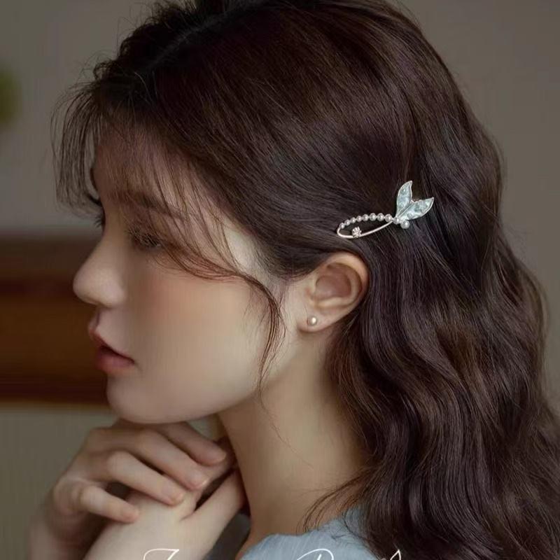 海之绫~气质美人鱼发夹高级感珍珠雅致刘海夹侧边夹子发卡子头饰