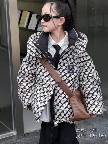 OK100优质女童羽绒服2023新款中大童白鸭绒加厚洋气中长款外套