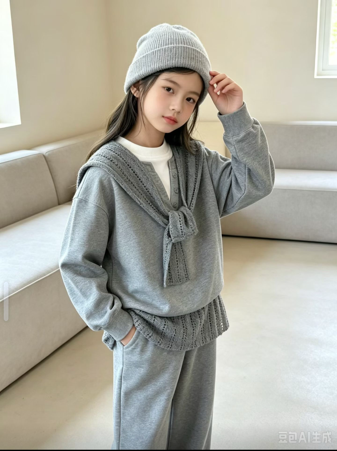 女童套装春秋新款韩版洋气时髦大童休闲卫衣儿童装针织阔腿裤