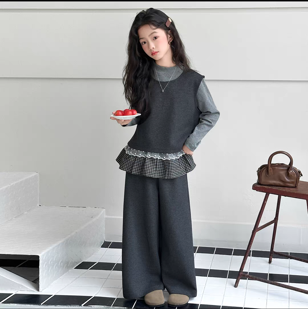 女童春秋三件套外套2025新款洋气宝宝春季上衣儿童春秋款女孩纯色