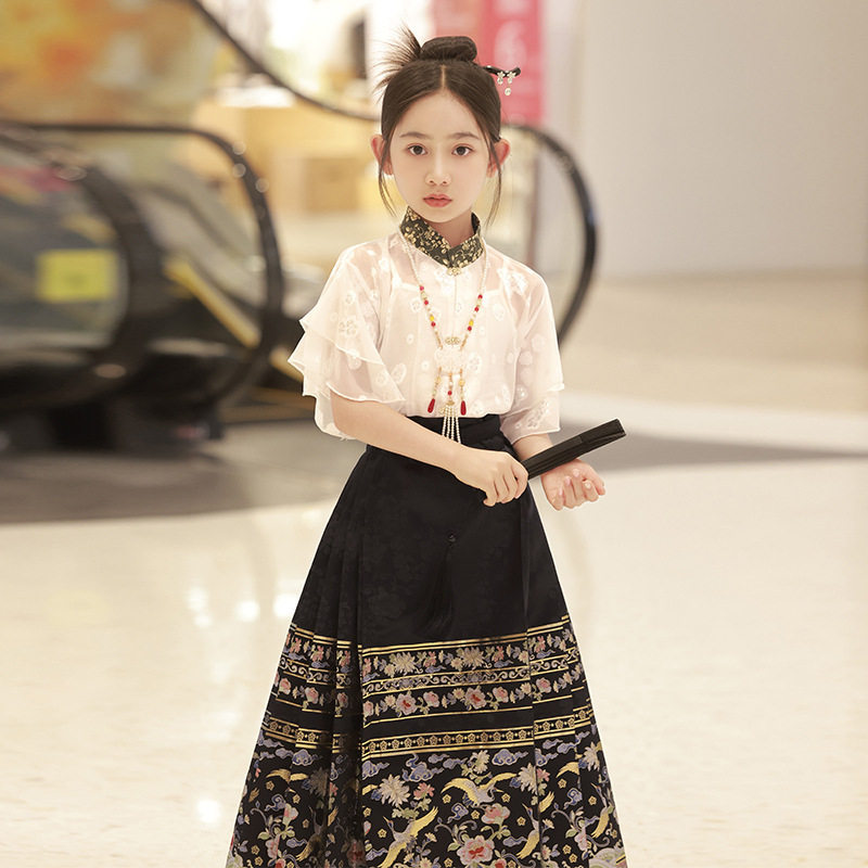 夏天薄款儿童马面裙两件套女童唐汉服