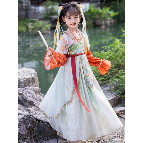 儿童古装汉服春秋款中国风女童绝美超仙襦裙小女孩古风唐装公主裙