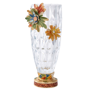 罗比罗丹《绽放》水培花瓶珐琅彩工艺人造水晶玻璃瓶客厅玄关摆件