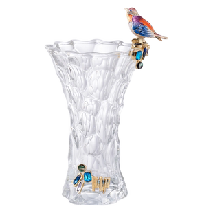 罗比罗丹《报喜鸟》花瓶珐琅彩工艺玻璃水培花瓶家居饰品创意礼品
