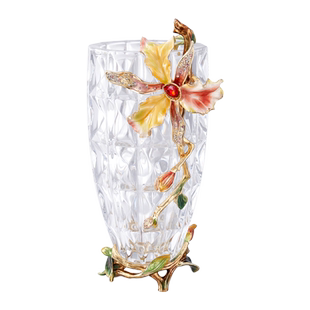 罗比罗丹《蝶恋花》珐琅彩工艺花瓶创意餐桌茶几水培花器家居摆件