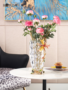 罗比罗丹蝶莲花珐琅工艺花瓶创意餐桌咖啡桌水花花瓶