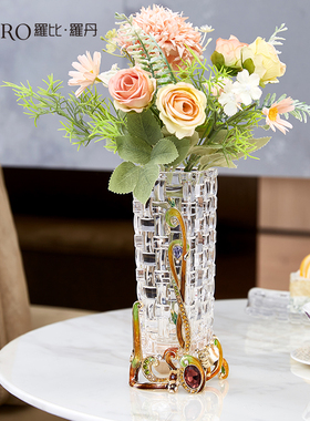 罗比罗丹创意田园风珐琅彩小花瓶居家装饰摆件送礼办公室玻璃花插