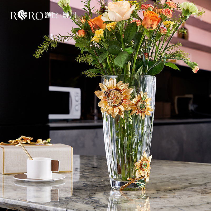 罗比罗丹《欣欣向荣》花瓶珐琅彩工艺创意现代轻奢茶几插花摆件