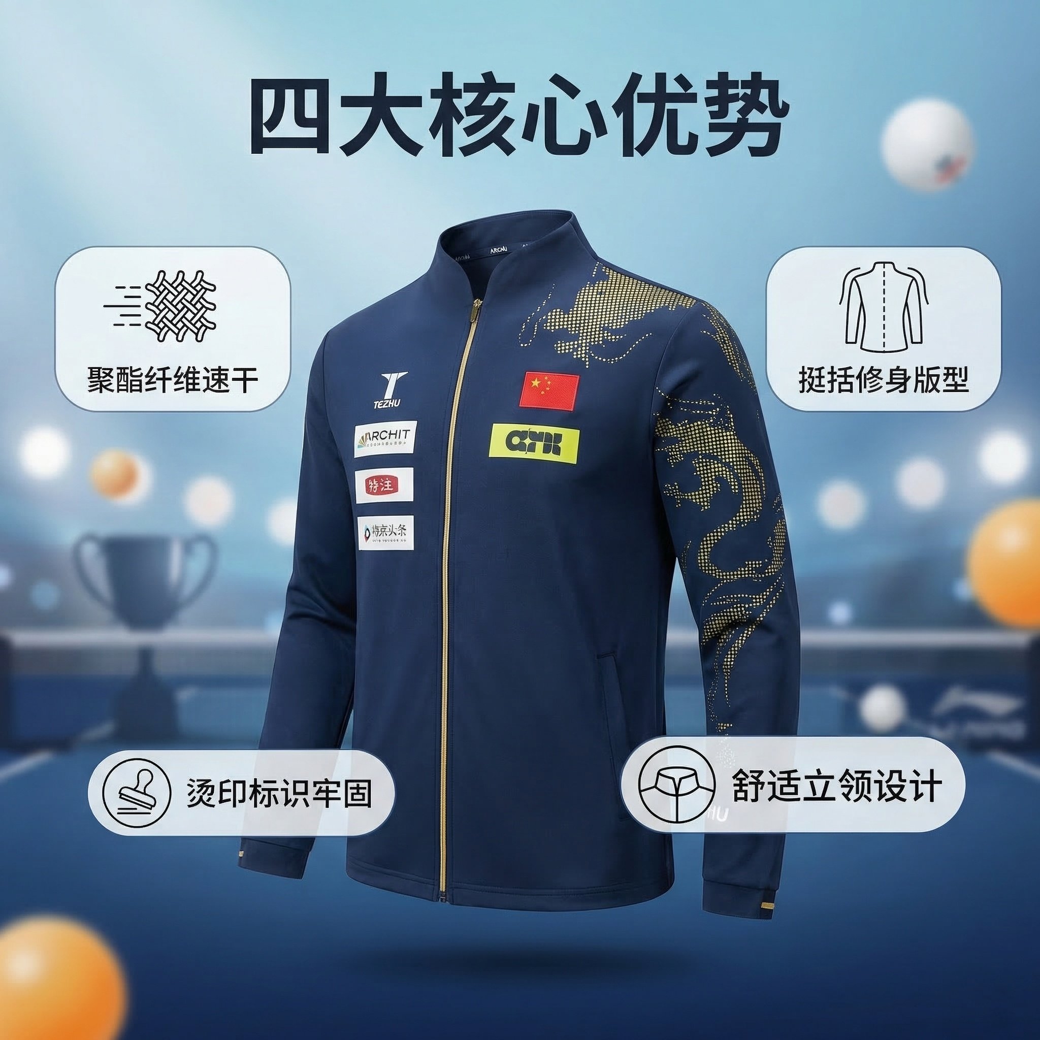 2026年特注品牌新款乒乓球服新联名款长袖外套男女同款比赛运动服