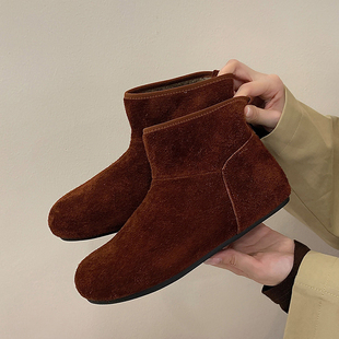 头层长毛真皮博肯内增高一脚蹬短靴女冬季 加绒厚底保暖雪地靴子新