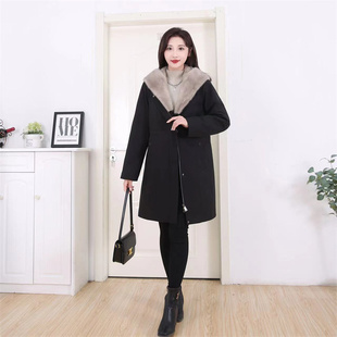 女装 2023海宁皮草秋冬水貂派克服女尼克服中长款 大码