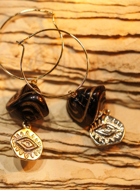 屿棠造饰 Undercurrent 进口琉璃 黄铜镀金 原创小众设计耳饰耳环