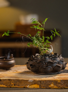 仿古莲花摆件桌面小花盆
