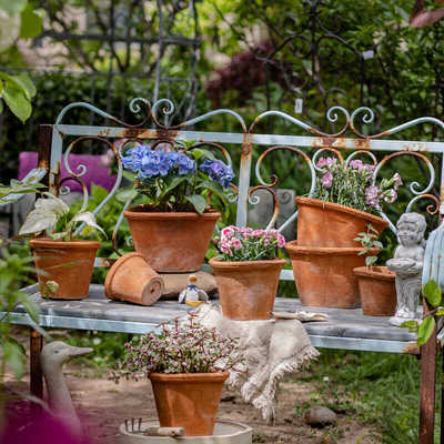庭院户外透气椭圆小花盆掬涵粗陶