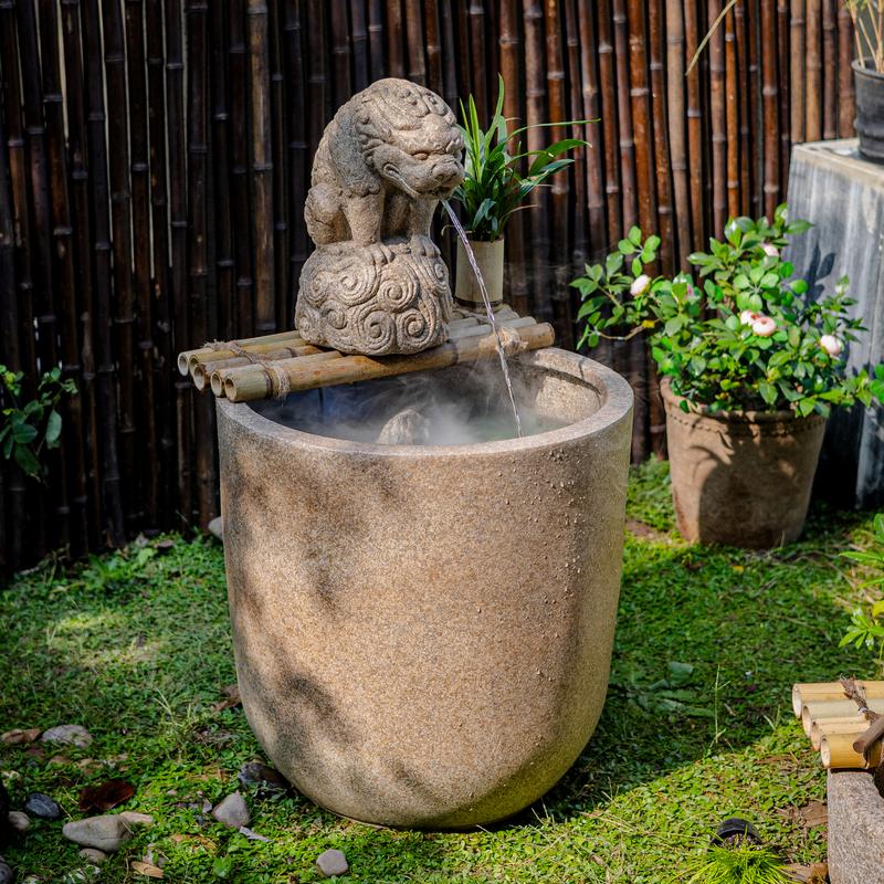 中式庭院养鱼池简约流水石盆摆件