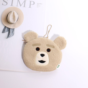 ins卡通小熊零钱包男女学生可爱毛绒迷你拉链小钱包耳机钥匙收纳