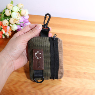 休闲简约布艺酷帅零钱包挂件男女学生迷你拉链小钱包耳机钥匙包
