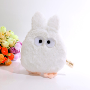 卡通可爱毛绒白色龙猫小钱包女迷你拉链斜挎零钱包耳机钥匙包ins