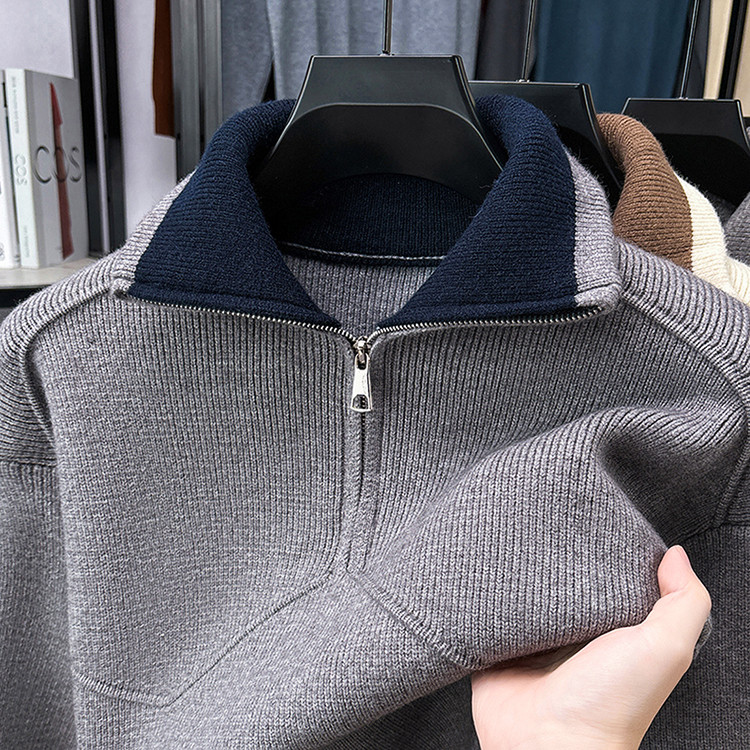 半高领青春活力风套头不易变形长袖针织衫/毛衣