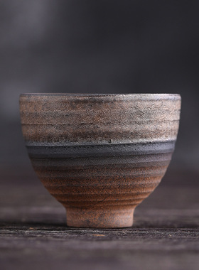古早烧茶杯色釉手工粗陶中杯