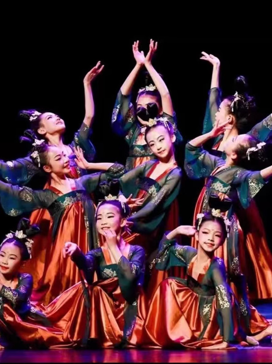 古典舞演出服女儿童汉服中国风豆苗儿同款丽人行舞蹈服女童演出服