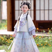 儿童国风格 古风女童汉服套装 唐装 明制马面裙古装 格服清朝 2026新款