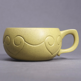 宜兴紫砂杯全手工如意杯本山段泥小口杯带把防烫功夫茶杯品茗杯