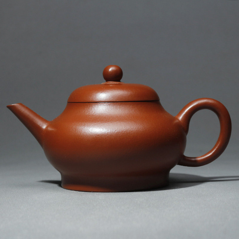 宜兴半手工皱皮朱泥小品容量紫砂壶功夫茶壶120cc 孟臣水平壶