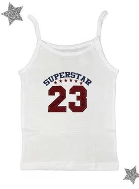 MoKie外贸新款数字印花美式运动背心吊带 时尚显瘦性感辣妹上衣批