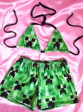 MoKie跨境2025年新款欧美风方块印花时尚性感辣妹挂脖绑带内衣短