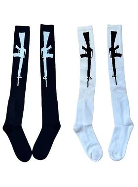 MoKie跨境新款纯色简约韩系jk校园风时尚街头网红过膝条纹长筒袜