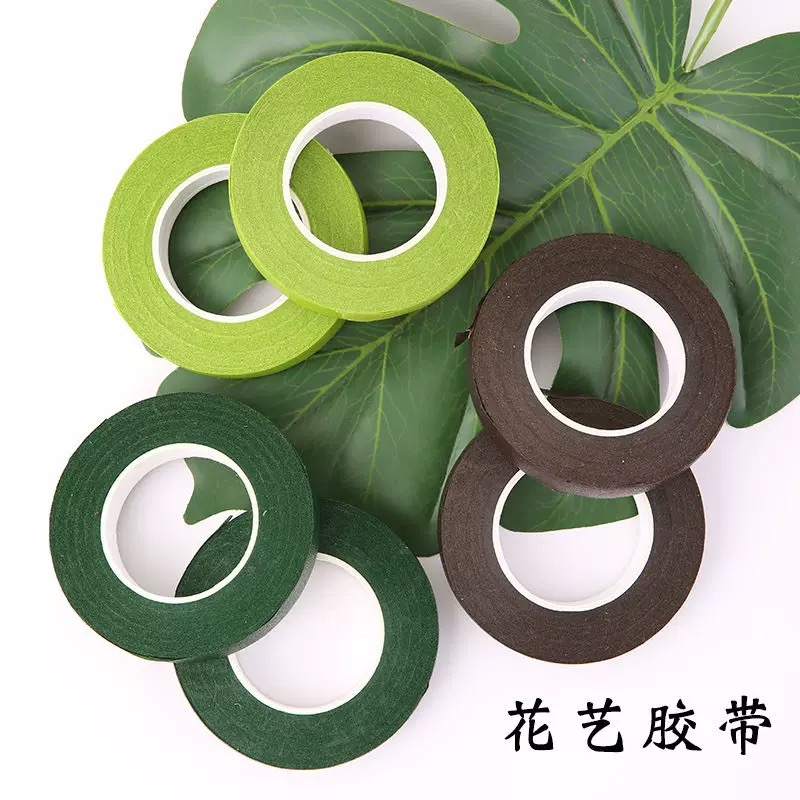 花艺胶带丝网花玫瑰花扭扭棒手工花假花制作材料diy纸胶带绿胶布