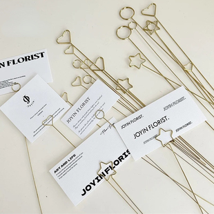 花束卡片夹金属镀金蛋糕插签鲜花插杆材料ins风贺卡夹子花艺资材