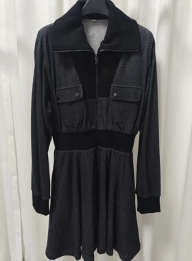 2025秋冬新款韩国原单egoist长袖连衣裙女休闲时尚气质撞色长裙