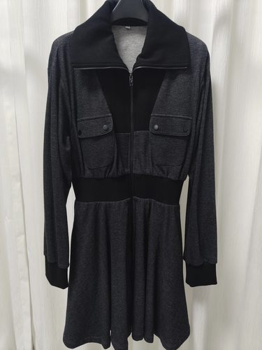 2025秋冬新款韩国原单egoist长袖连衣裙女休闲时尚气质撞色长裙