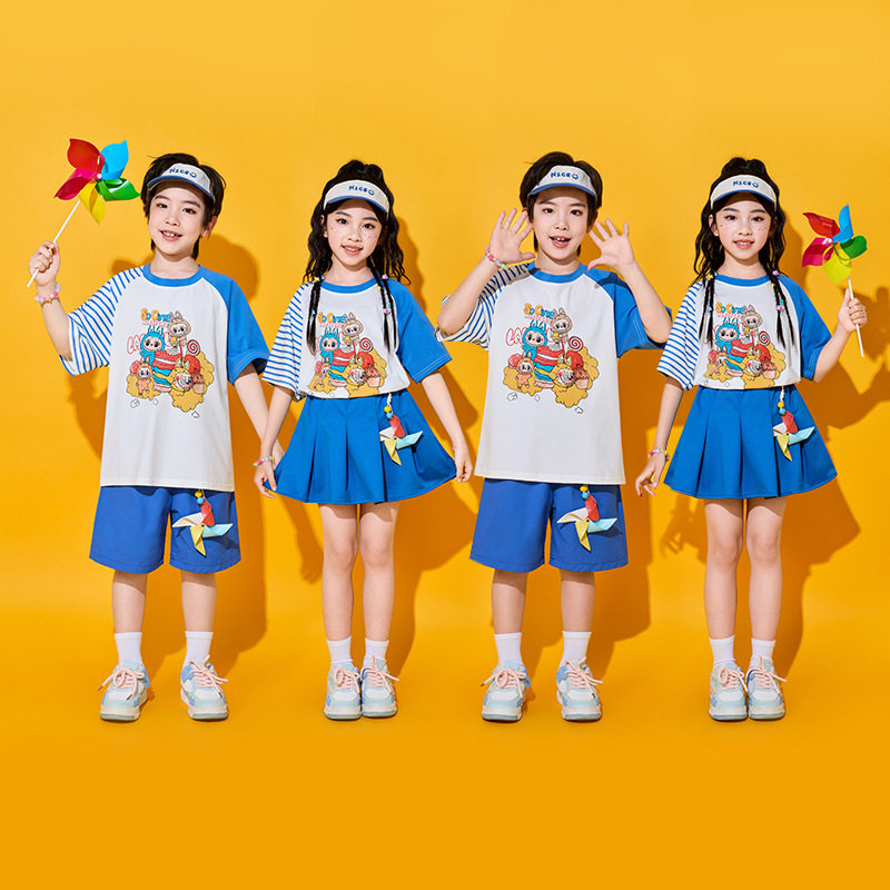 六一儿童演出服小学生运动会啦啦操卡通T恤套装 班服合唱服表演服