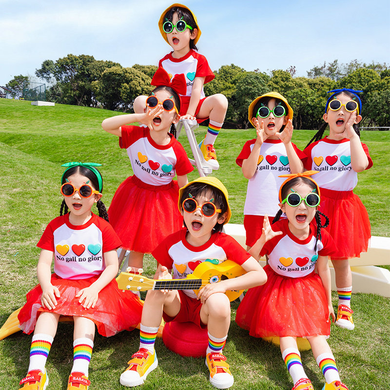 小学生校服夏季表演服幼儿园园服六一节演出服啦啦操合唱班服夏装