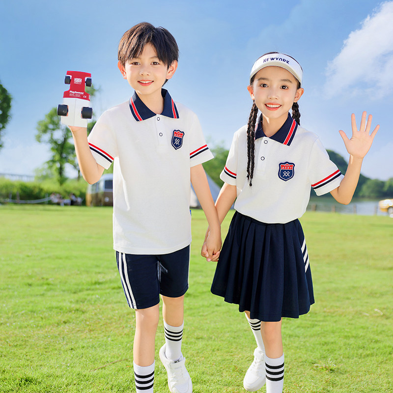 幼儿园校服园服夏装英伦学院风纯棉夏季短袖套装毕业照服装小学生