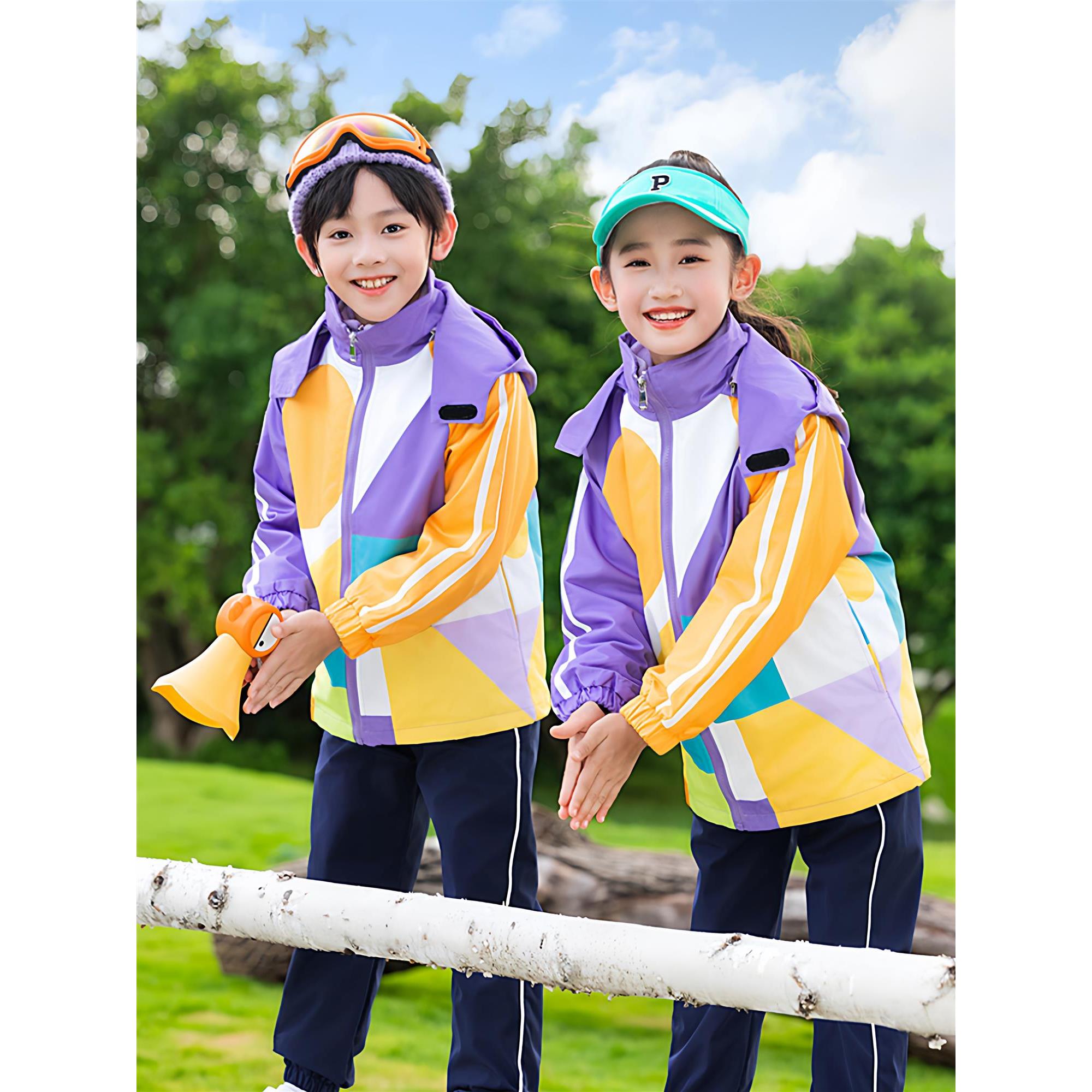 小学生校服春秋装多巴胺冲锋衣年级运动会开幕式团体班服幼儿园服