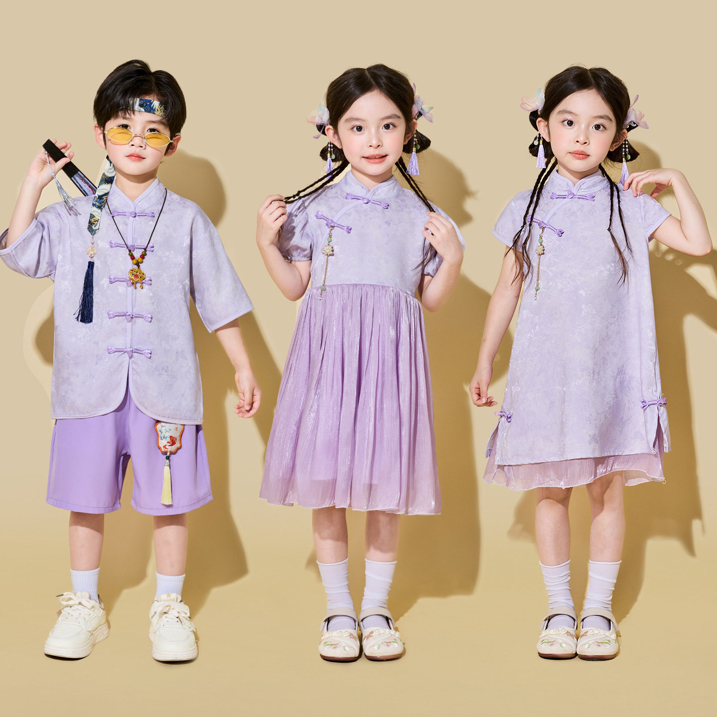 六一儿童演出服汉服国潮古典舞蹈服装女童中国风汉服旗袍表演服装
