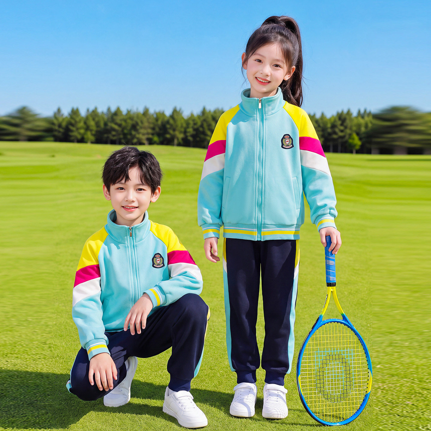 英伦风儿童校服园服三件套