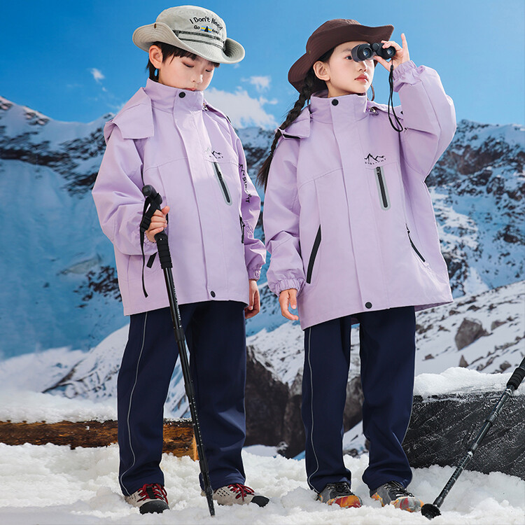 2024小学生三合一冲锋衣幼儿园园服儿童班服冬季保暖户外登山防风