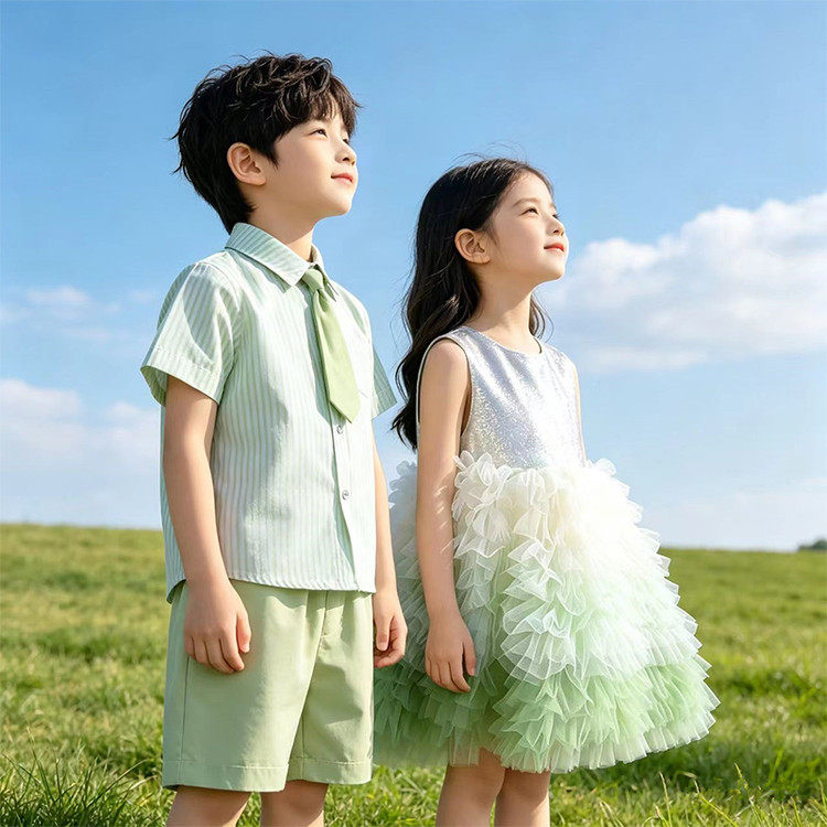 男童女童夏季合唱演出服儿童六一舞蹈表演服幼儿园园服毕业照服装